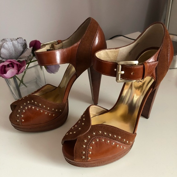 Michael Kors Suede Studded Platform Heels - Picture 2 of 8